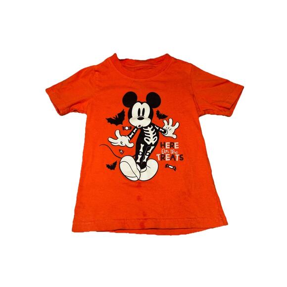 Mickey Mouse Halloween "Skeleton" Orange T-Shirt Size 4T Kids - Picture 1 of 7
